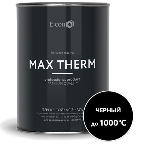   Эмаль термостойкая Elcon до +1000 черная 0,8 кг.